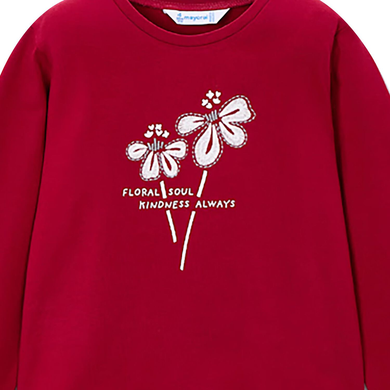 Girls Red Flower Long Sleeve Top, 3, hi-res