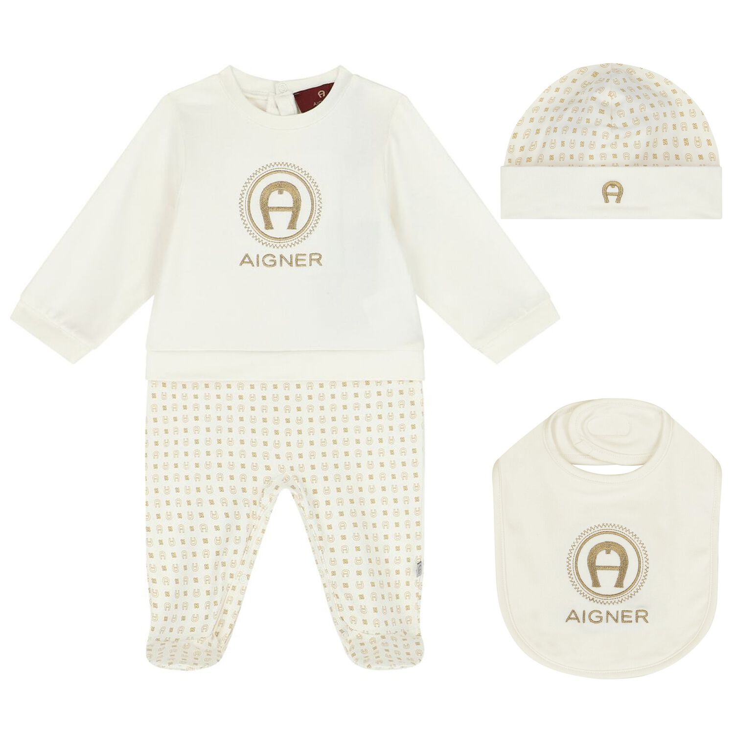 Ivory & Gold Logo Babygrow Set, 1, hi-res image number null