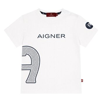Younger Boys White Logo T-Shirt