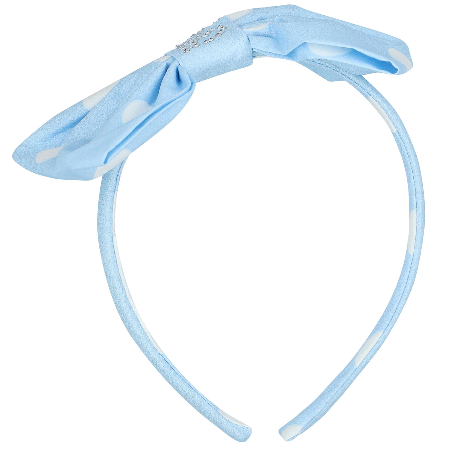 Girls Blue Polka Dots Bow Headband, 1, hi-res image number null
