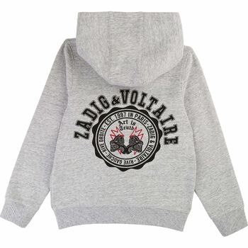 Boys Grey Logo Hooded Top