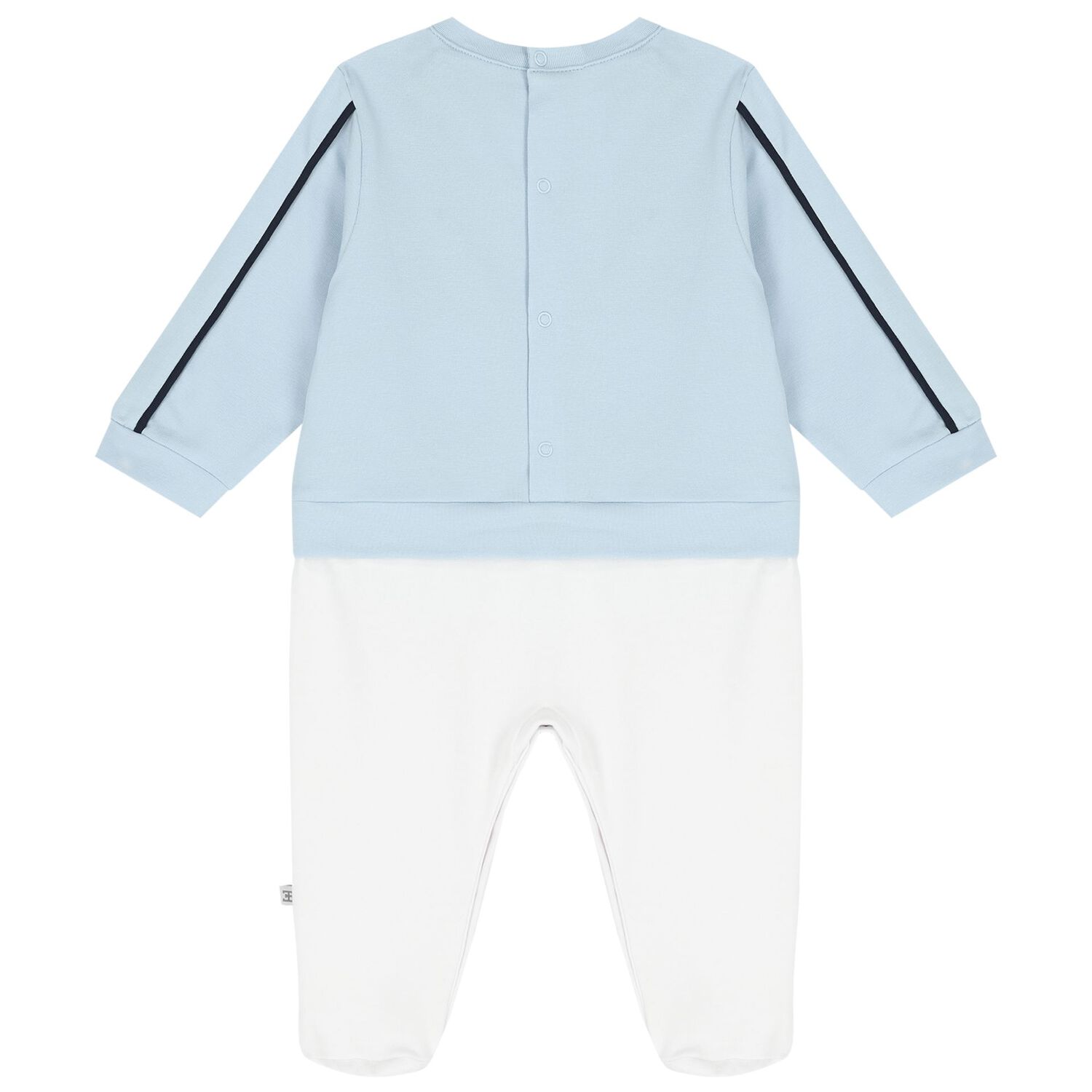 Baby Boys Blue & White Logo Babygrow, 1, hi-res