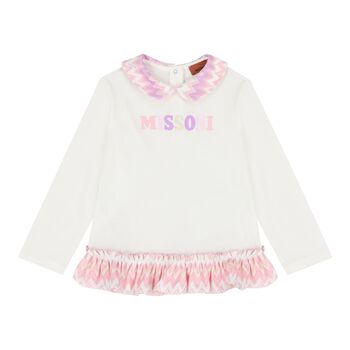 Younger Girls Ivory Zigzag Long Sleeve Top