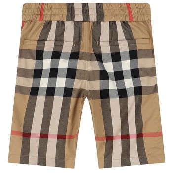 Boys Beige Check Shorts