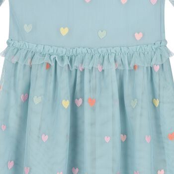 Girls Aqua Hearts Tulle Dress
