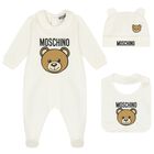 Ivory Teddy Bear Logo Babygrow Gift Set, 1, hi-res