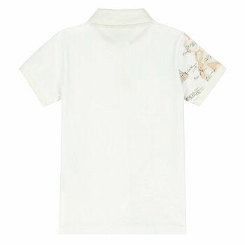 Boys White Geo Map Polo Shirt