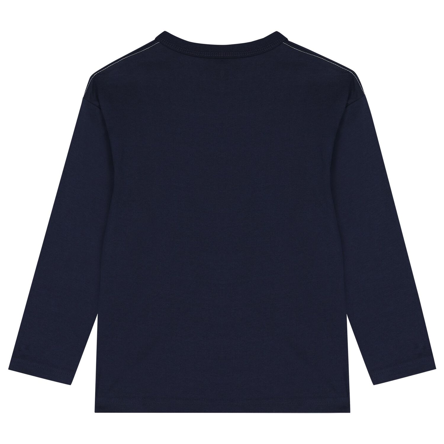 Boys Navy Blue & White Long Sleeve Top ( 2-Pack ), 1, hi-res