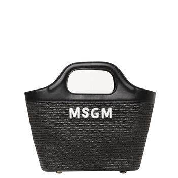 Girls Black Straw Handbag