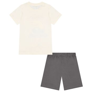 Boys Ivory & Grey Smurfs Shorts Set