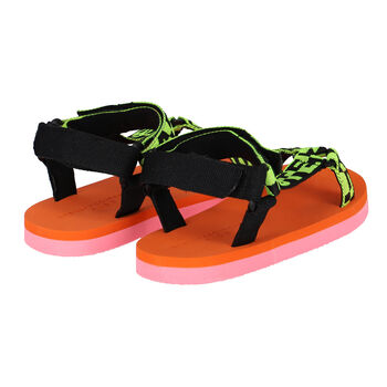 Girls Pink & Orange Logo Sandals