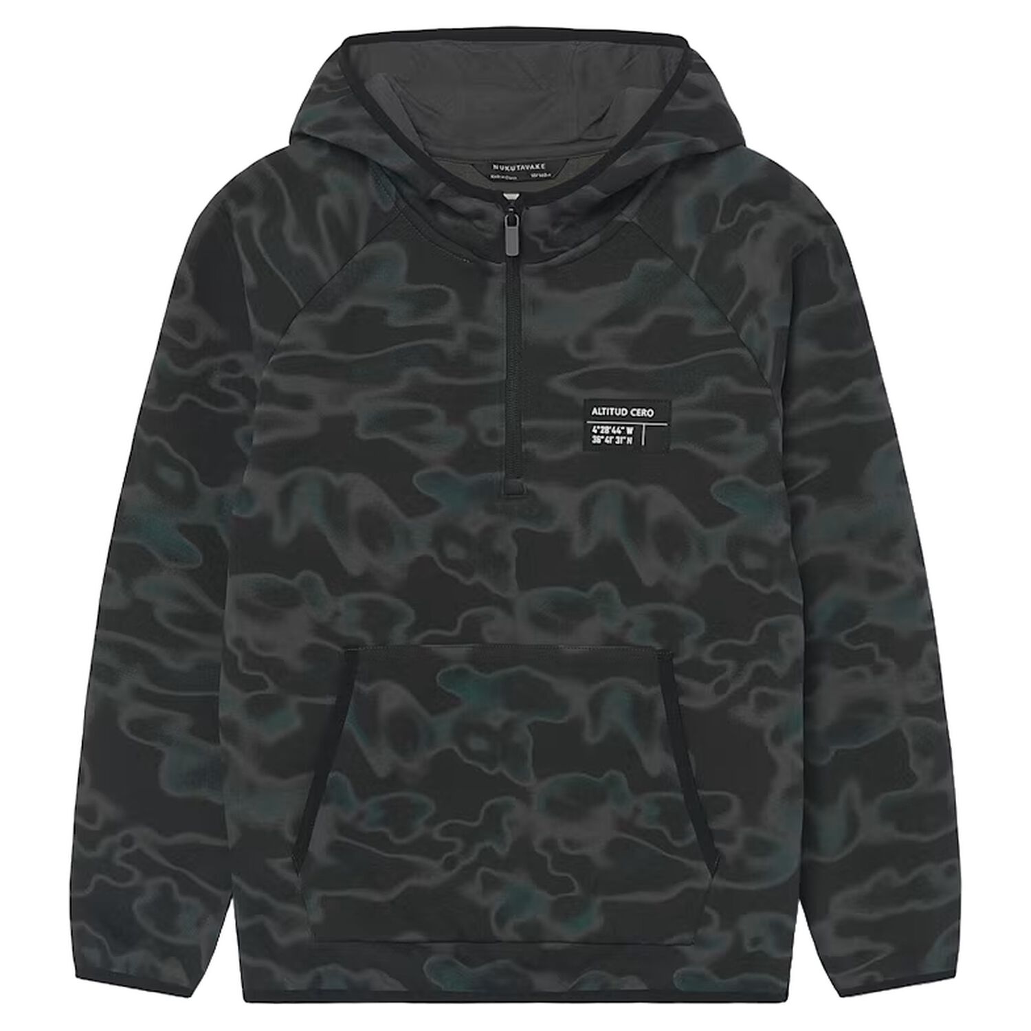 Boys Black Camouflage Hooded Zip Up Top, 1, hi-res
