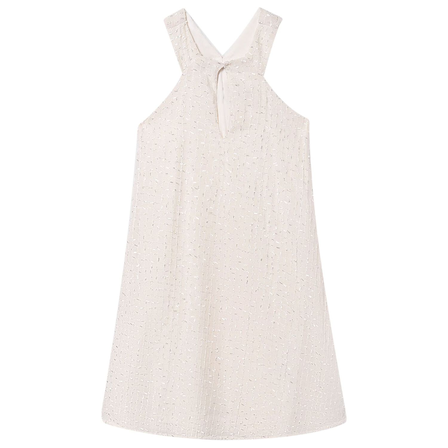 فستان بناتي باللون البيج مزين بالزهور, 2, hi-res