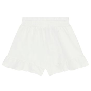 Girls White Teddy Bear Shorts