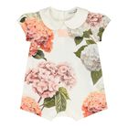 Baby Girls Ivory & Pink Floral Logo Romper Set, 1, hi-res