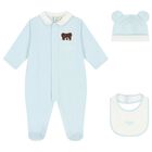Baby Boys Blue Logo Babygrow Gift Set, 2, hi-res