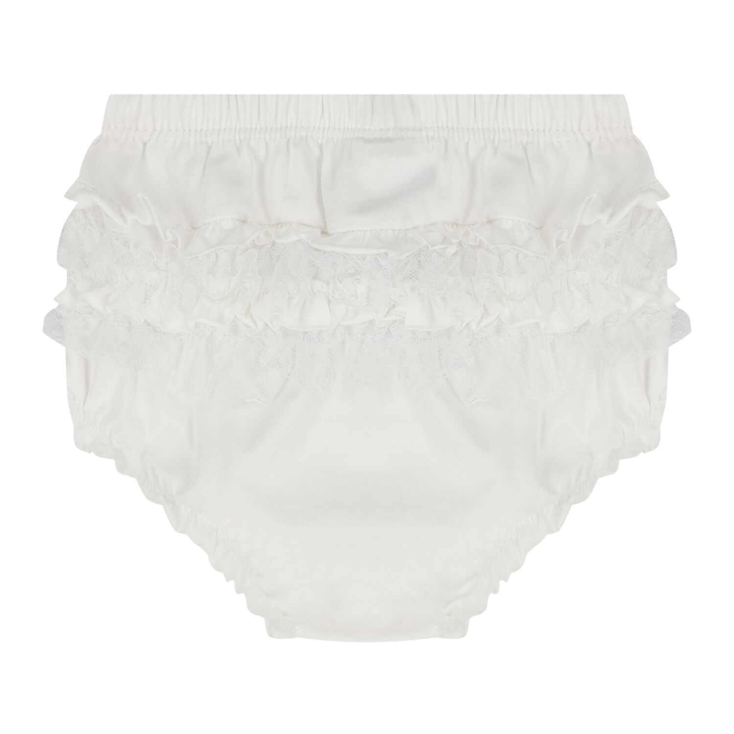 Baby Girls White Ruffled Knickers, 2, hi-res