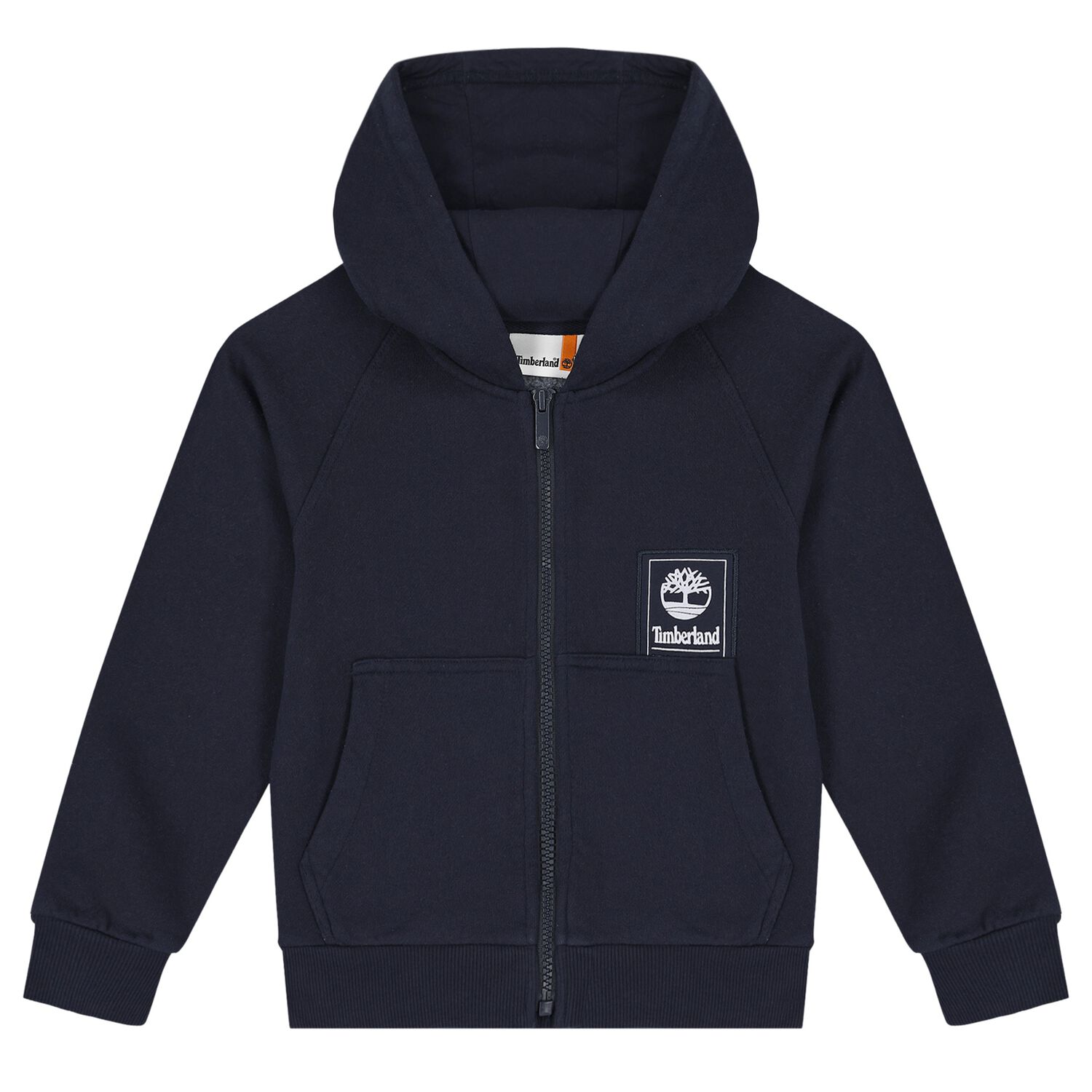 Boys Navy Blue Logo Hooded Zip Up Top, 1, hi-res