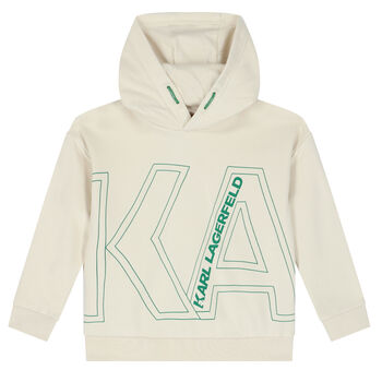 Boys Ivory Logo Hooded Top