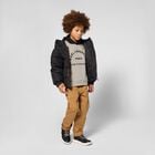 Boys Beige & Black Logo Hooded Top, 1, hi-res