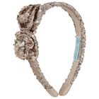 Girls Beige & Gold Sequin Headband, 2, hi-res