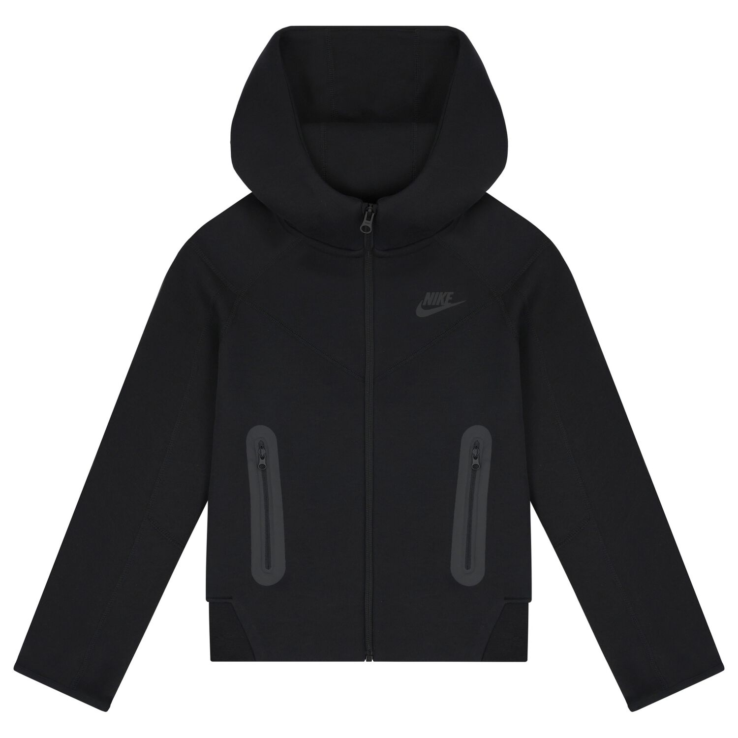 Nike Kids Black Logo Hooded Zip Up Top Junior Couture