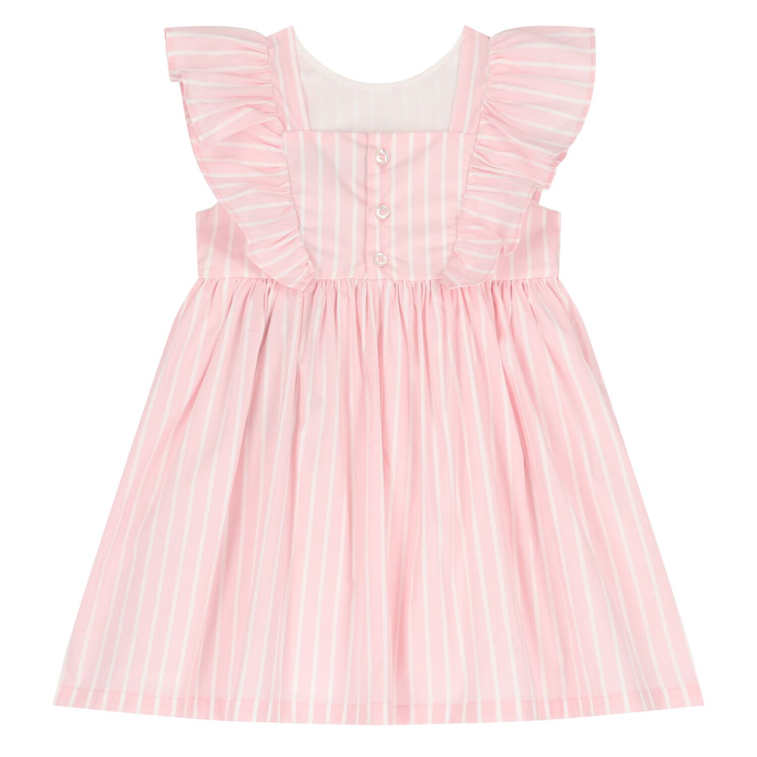 Younger Girls Pink Logo Striped Dress, 1, hi-res