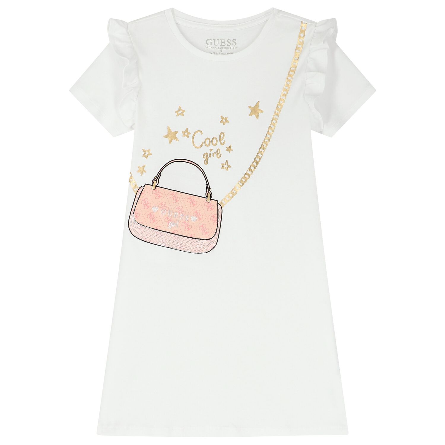 Girls White Logo Bag Dress, 1, hi-res image number null