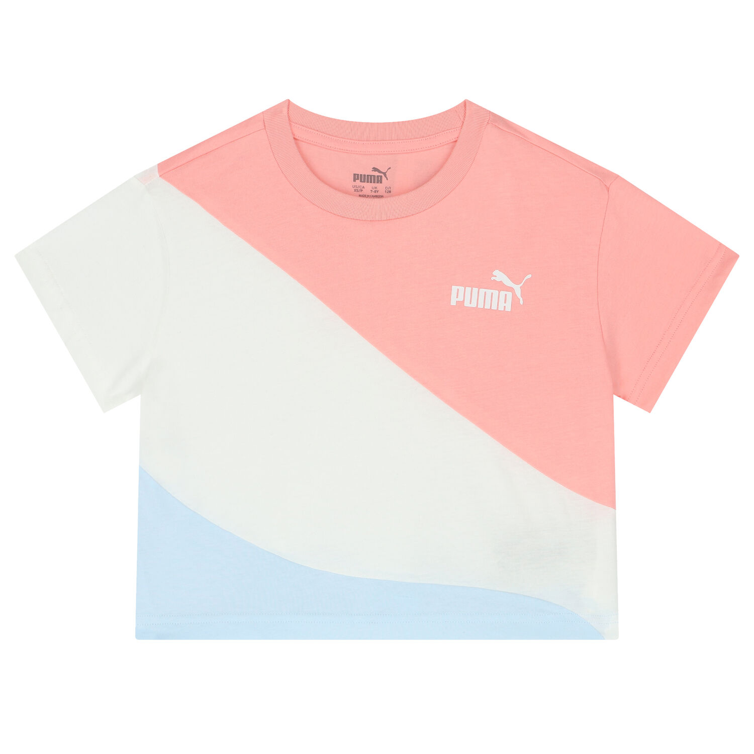 Girls Pink, White & Blue Logo T-Shirt, 1, hi-res image number null