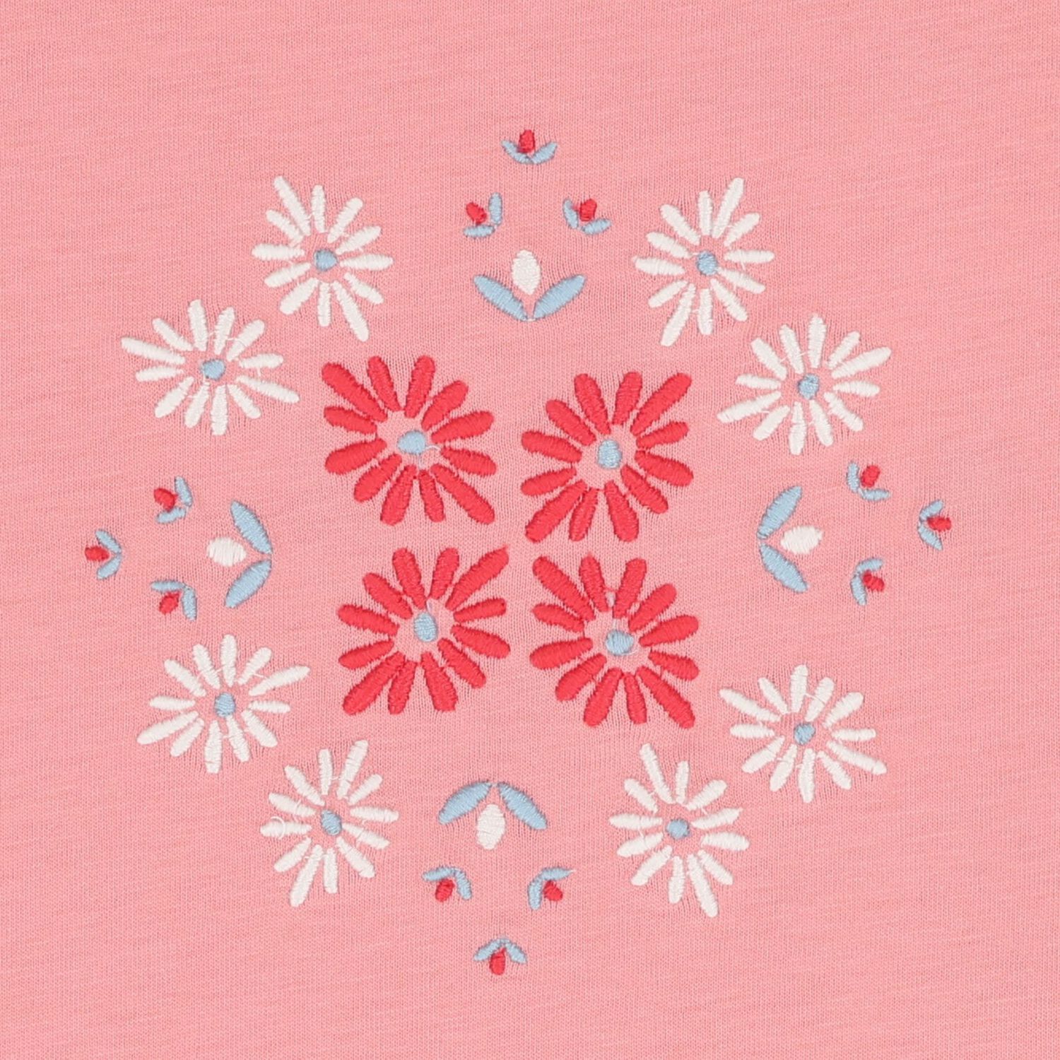 تشيرت مطرز بالزهور باللون الوردي للبنات , 1, hi-res