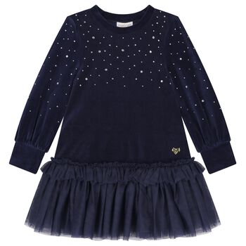 Girls Navy Blue Embellished Dress