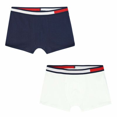 White & Navy Boxer Shorts (2 Pack)