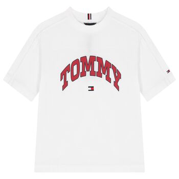 Tommy Hilfiger Boys White Logo T-Shirt, 3 Boys White Logo T-Shirt