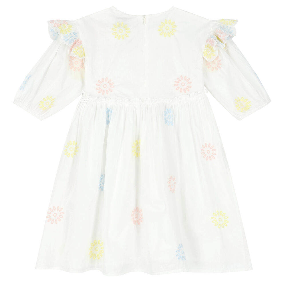 Stella McCartney Girls White Embroidered Flower Dress Junior Couture