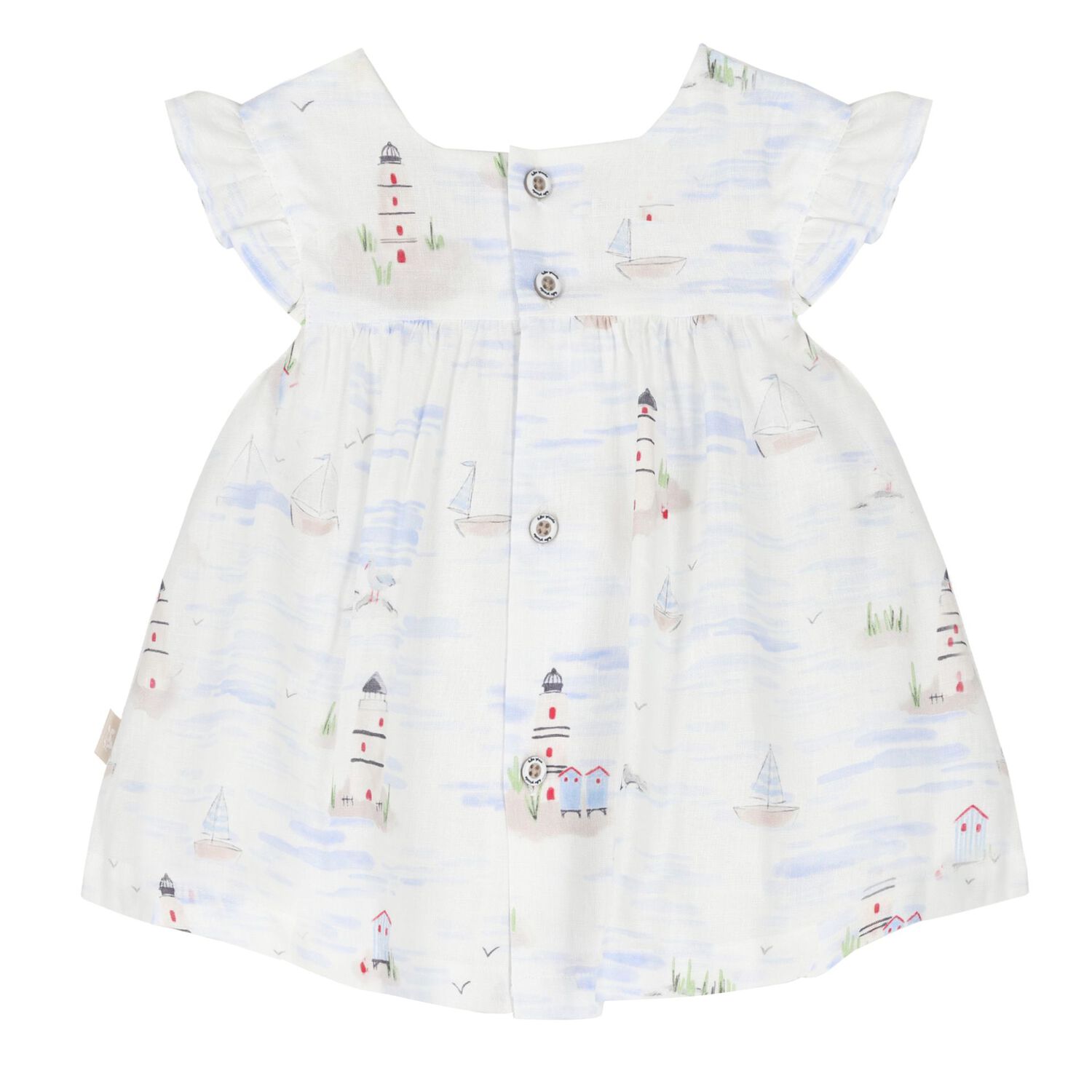 طقم فستان للبنات باللون الأبيض والكحلي, 1, hi-res