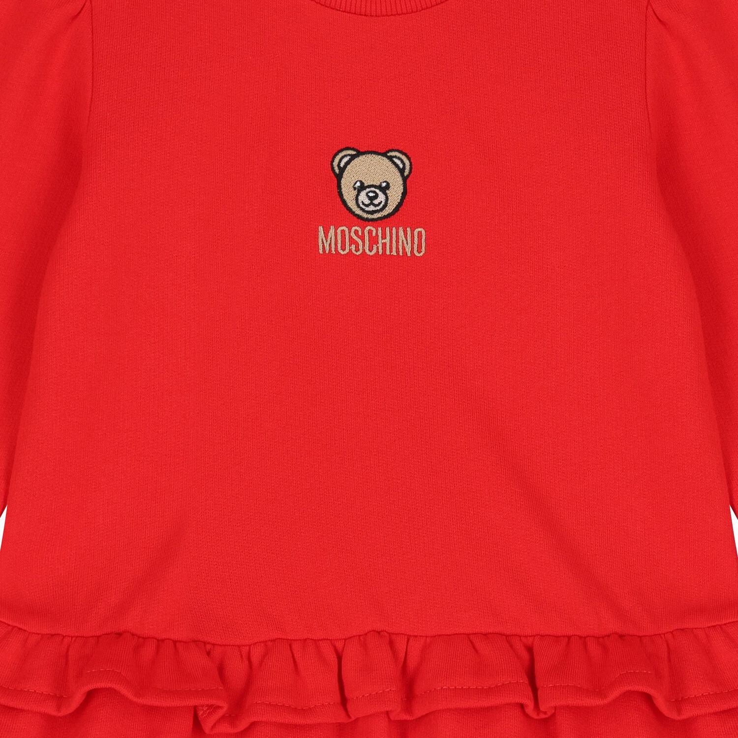 Younger Girls Red Teddy Bear Logo Dress, 2, hi-res