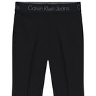 Girls Black Logo Flared Trousers, 1, hi-res