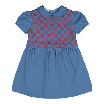 Baby Girls Blue GG Logo Dress