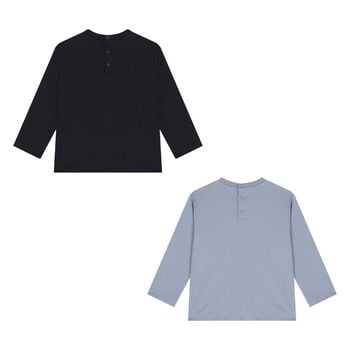 Younger Boys Navy Blue & Blue Logo Long Sleeve Top ( 2-Pack )