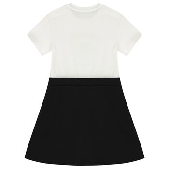Girls White & Black Medusa Dress