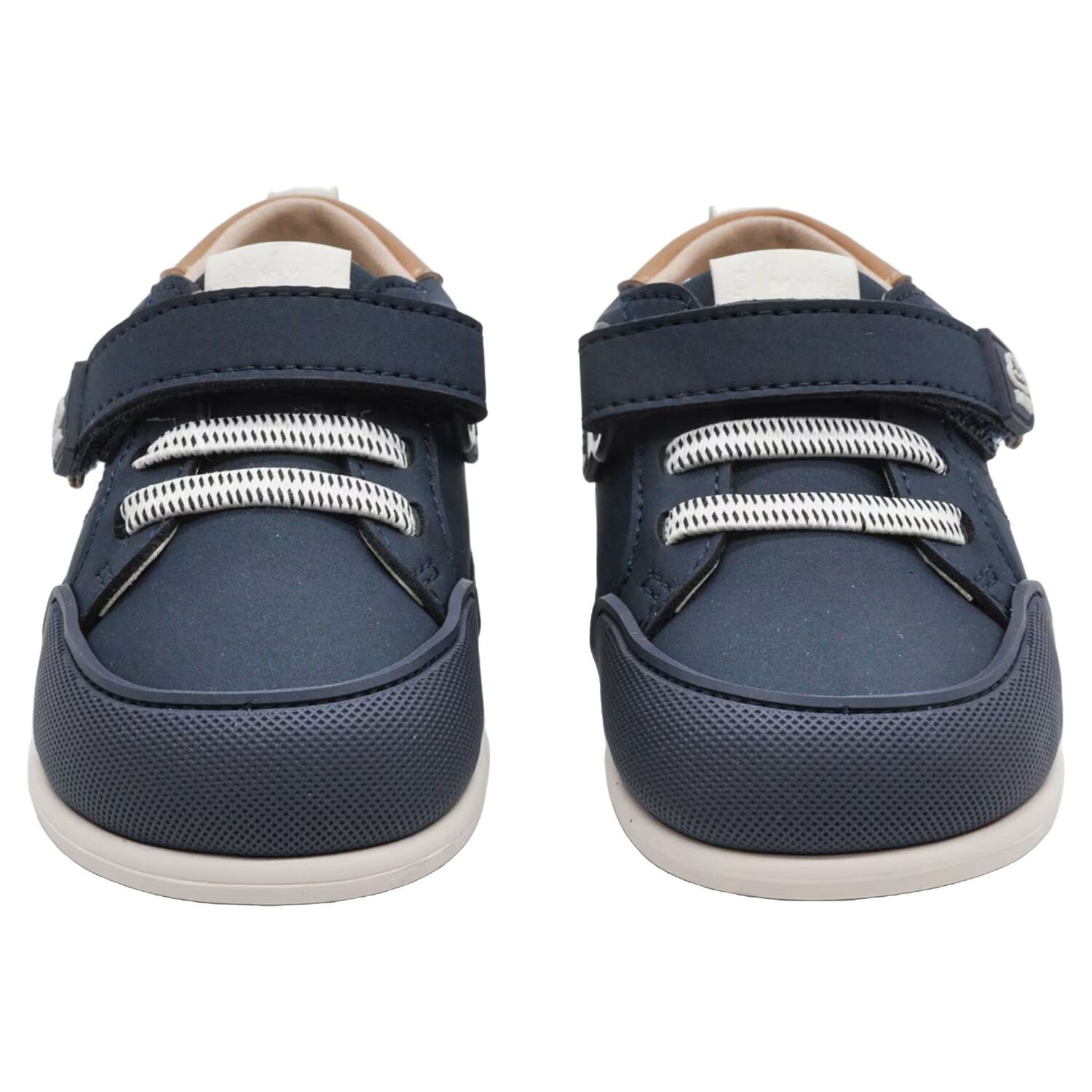 Younger Boys Navy Blue Faux Leather Trainers, 1, hi-res