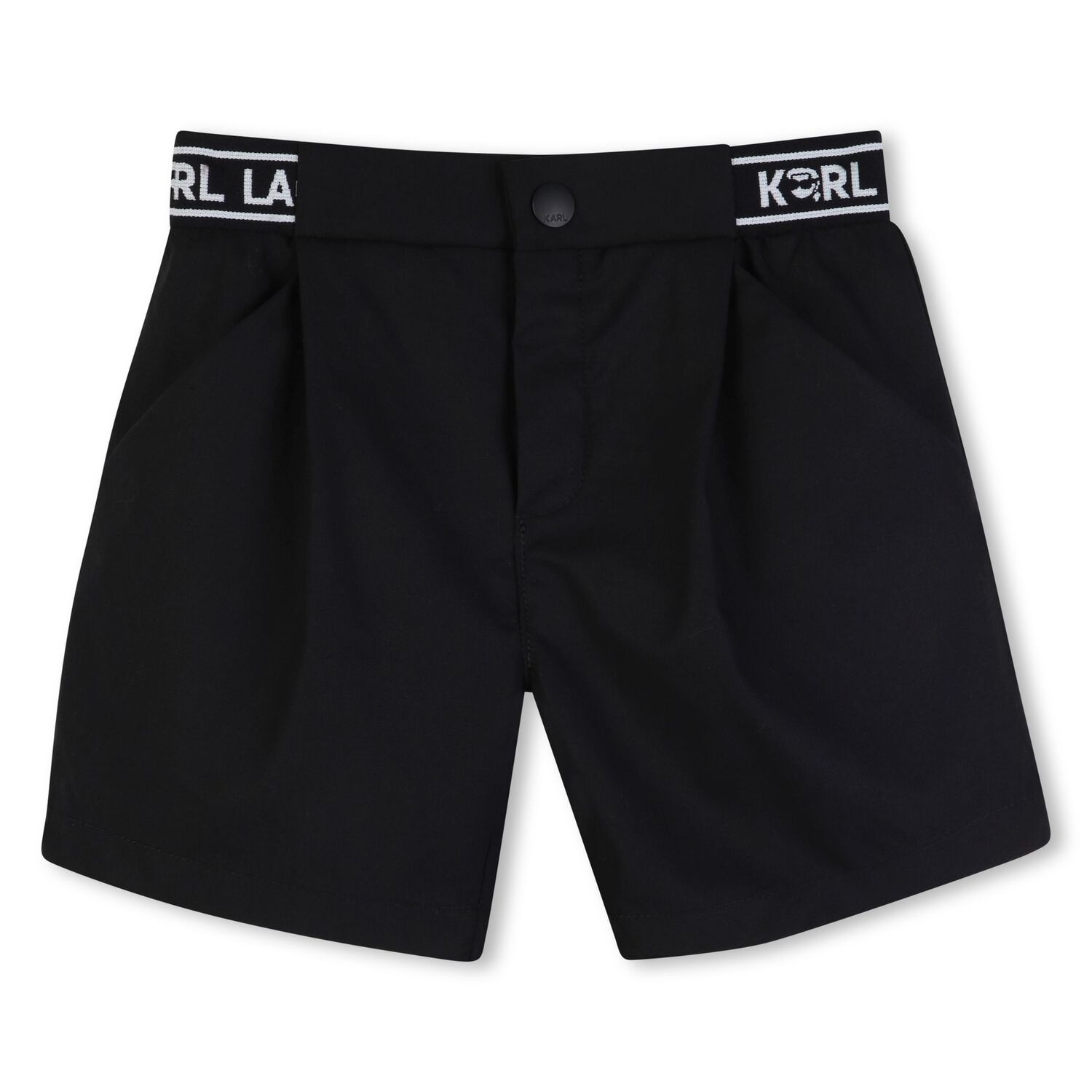 Younger Boys White & Black Logo Shorts Set, 1, hi-res