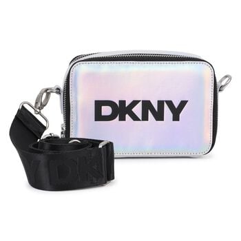 Girls Metallic Silver Logo Handbag