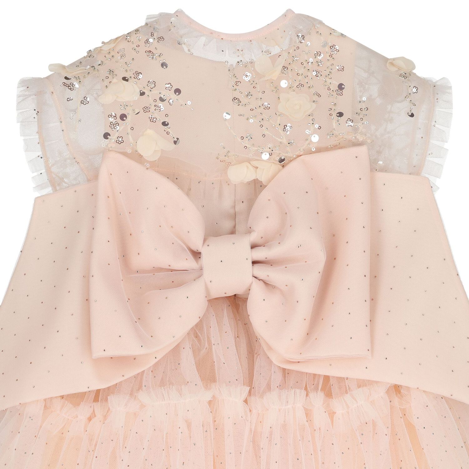 Girls Pink Rhinestone Tulle Dress, 1, hi-res