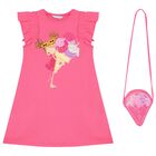 طقم فستان بنات باللون الوردي, 2, hi-res