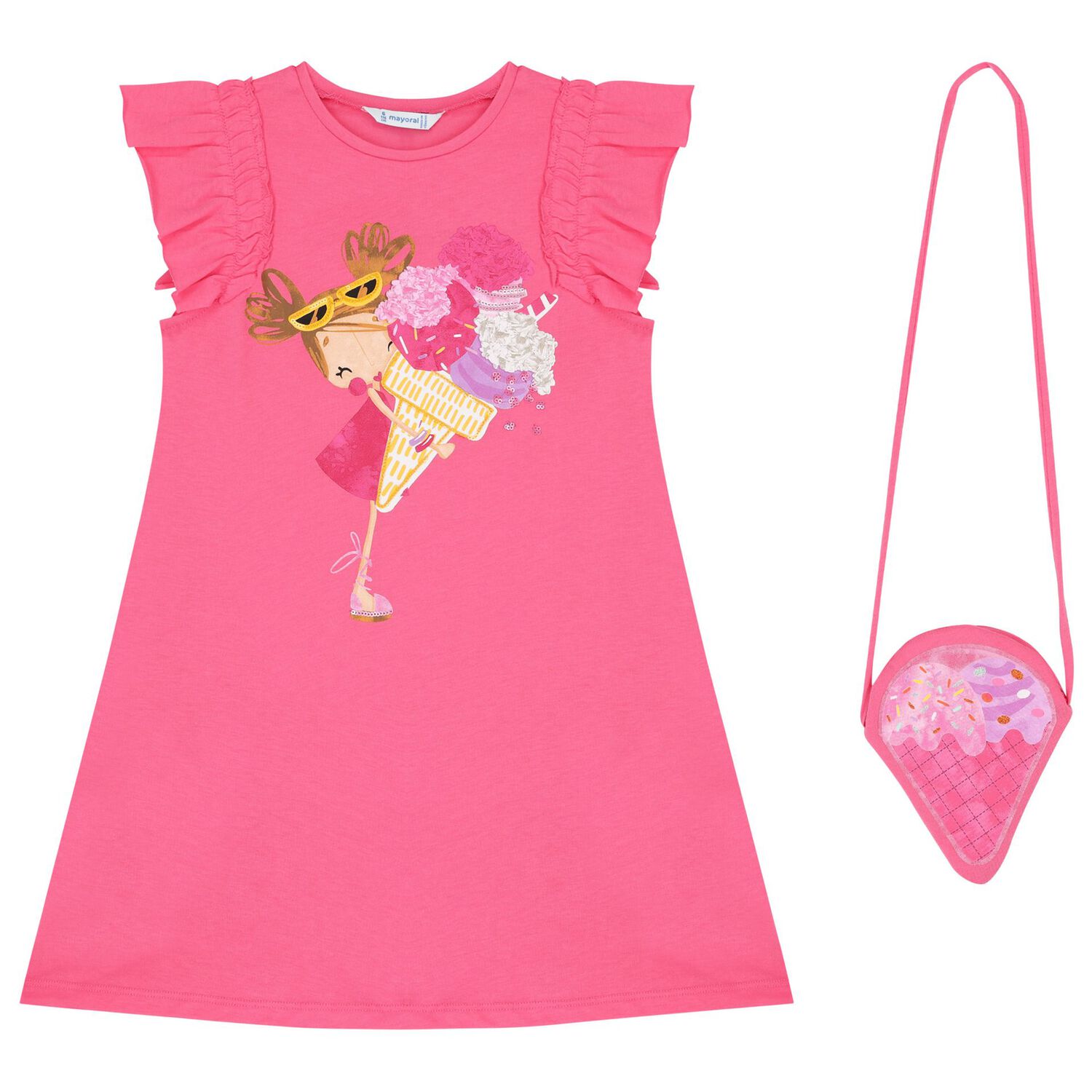 طقم فستان بنات باللون الوردي, 2, hi-res image number null