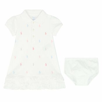 Baby Girls White Polo Dress Set