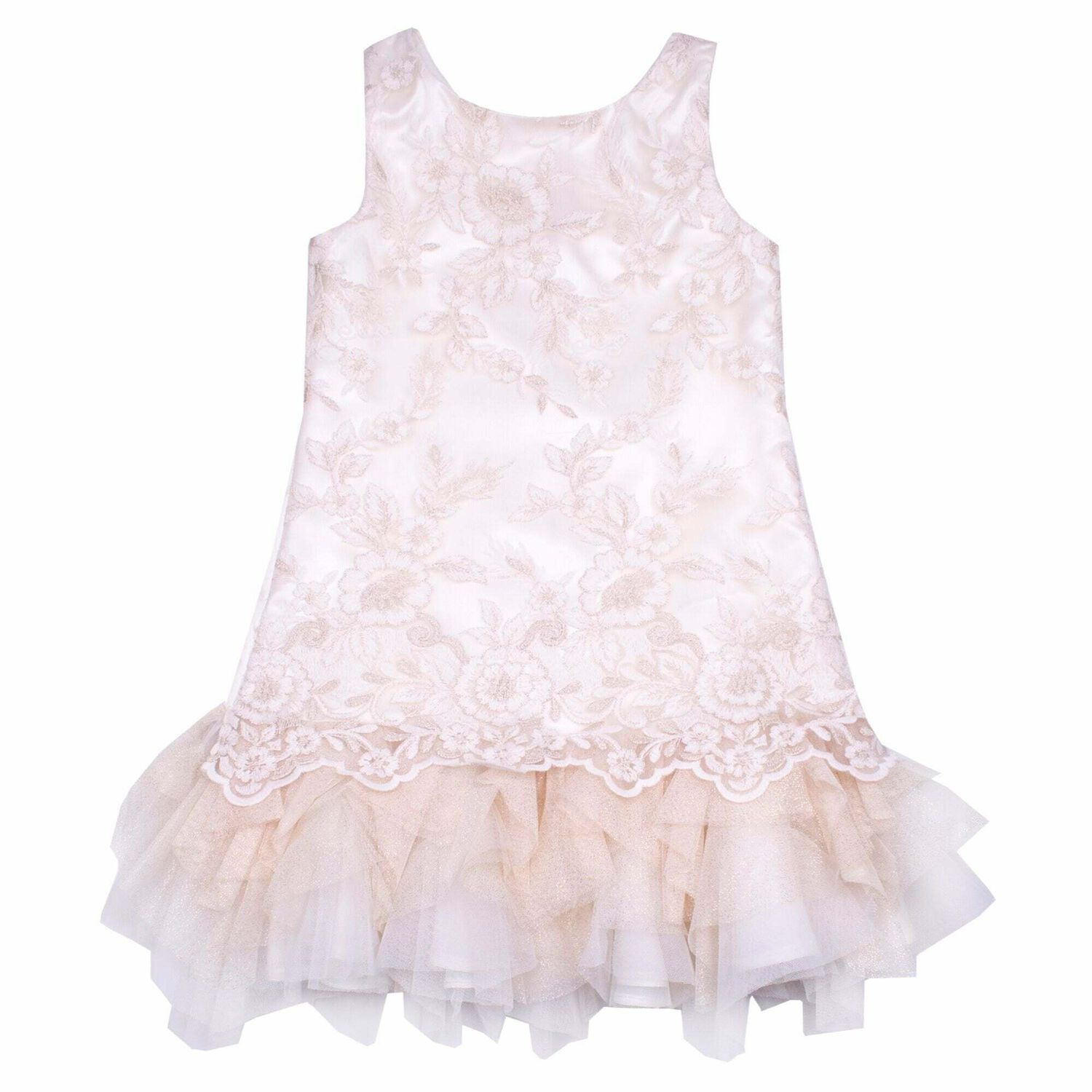 Kate Mack & Biscotti Girls Ivory & Gold Tulle Dress | Junior Couture USA