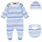 Boys Blue & White Zigzag Logo Babygrow Gift Set, 1, hi-res