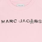 بلوزة بناتية بأكمام طويلة وشعار وردي, 1, hi-res